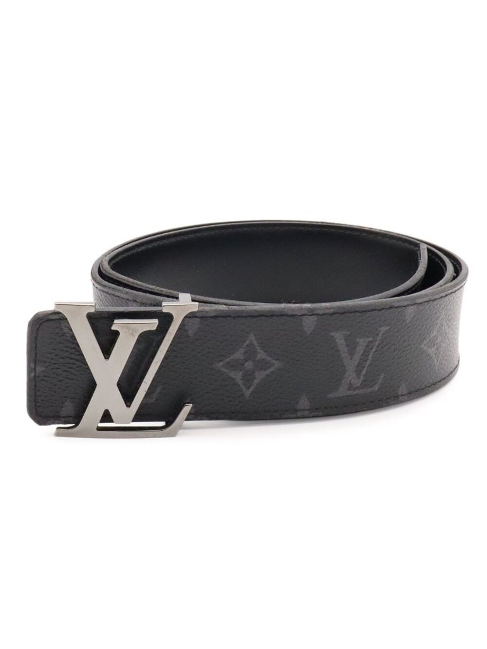 Louis Vuitton Monogram Eclipse Belt LV 40 Reversible Initial Silver 85